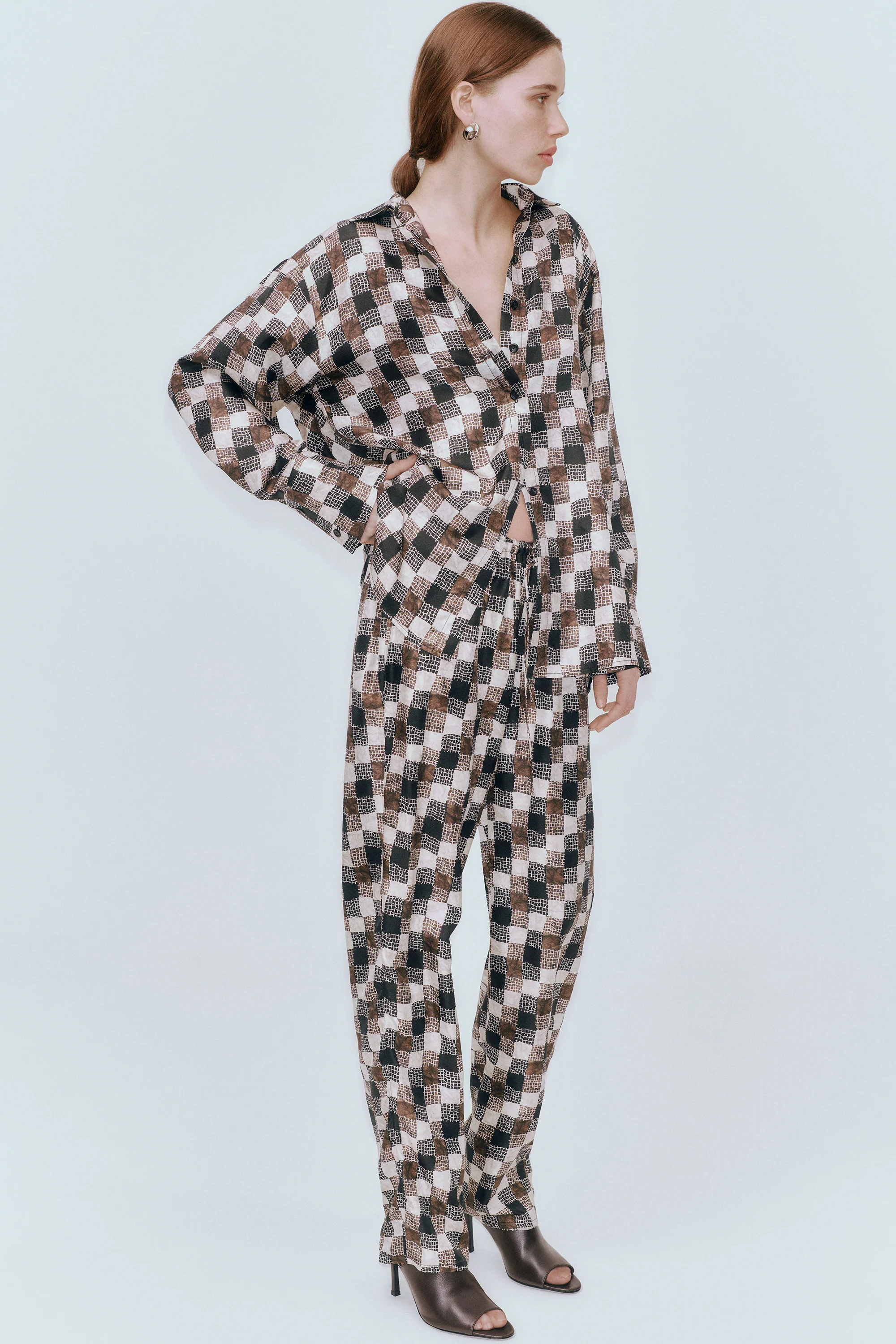 Terri Trouser Textured Check Print - Image 4