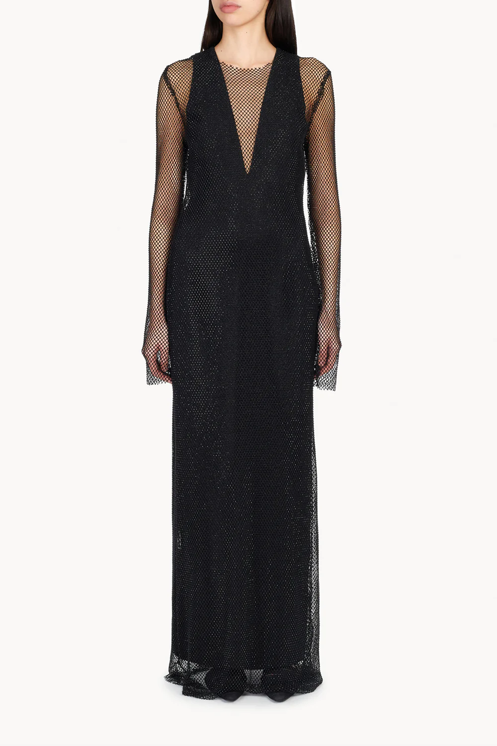 Danica Crystal Mesh Dress Black - Image 2