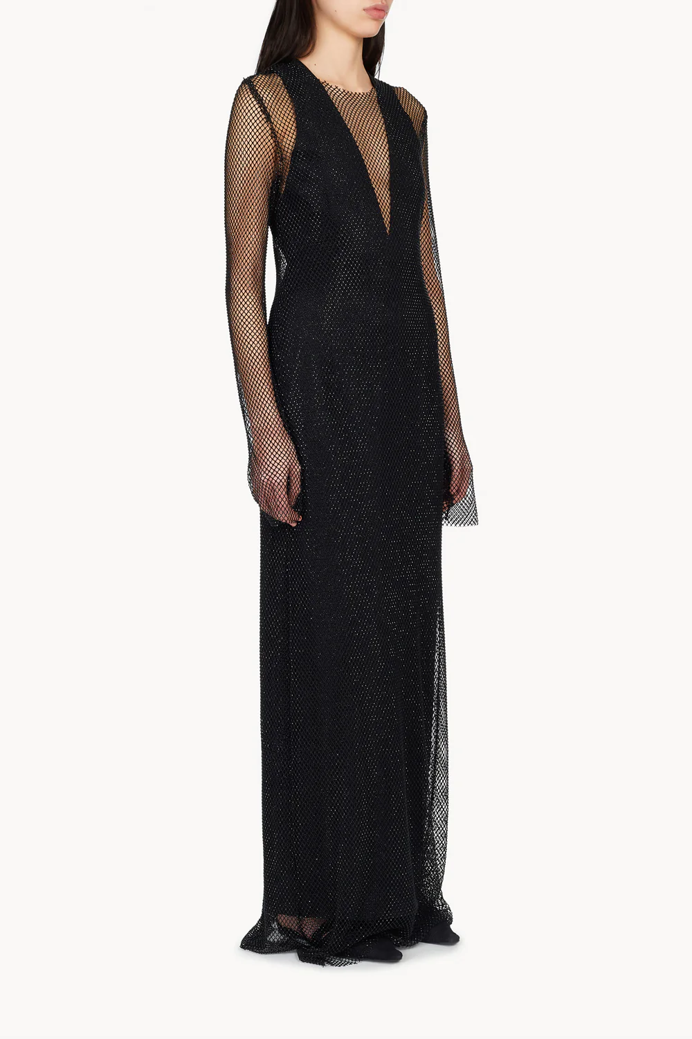 Danica Crystal Mesh Dress Black - Image 3