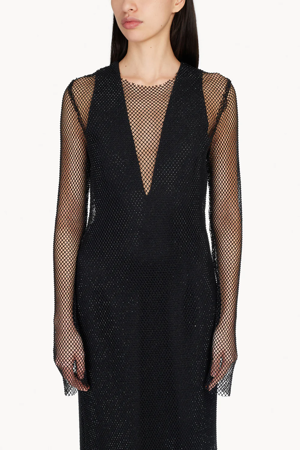 Danica Crystal Mesh Dress Black - Image 4