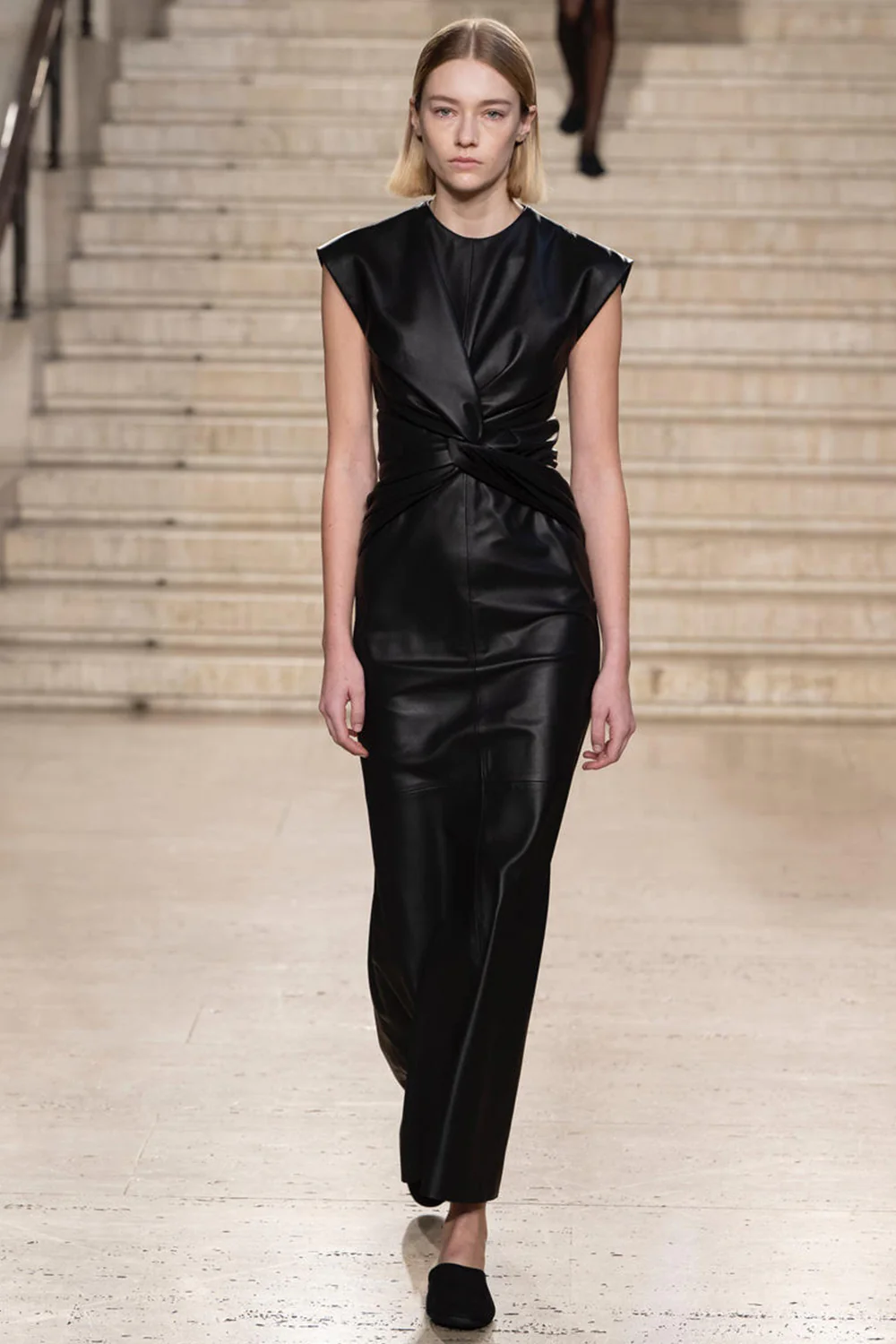 Ella Leather Dress Black - Image 2