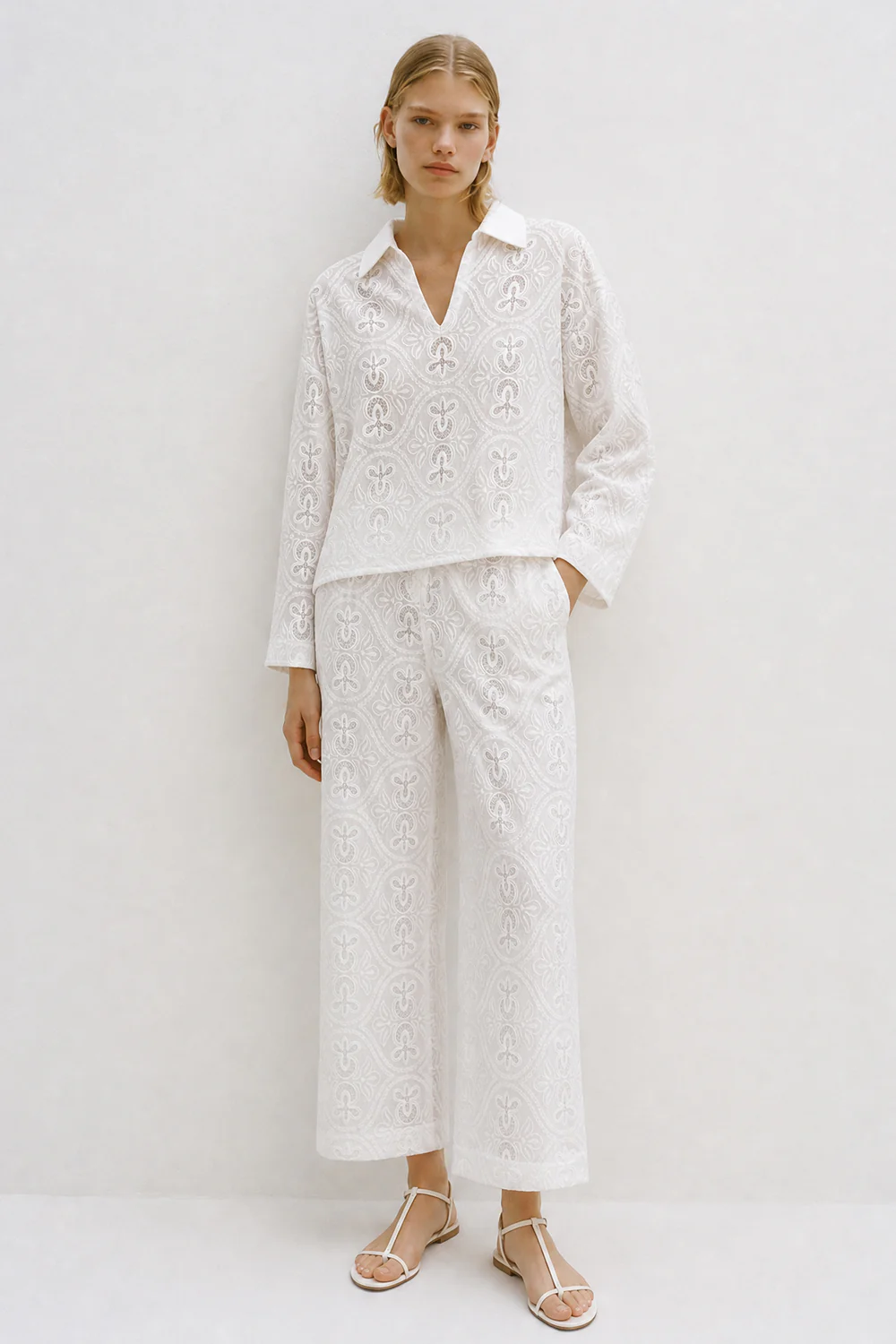 Nynette Trouser Embroidery White