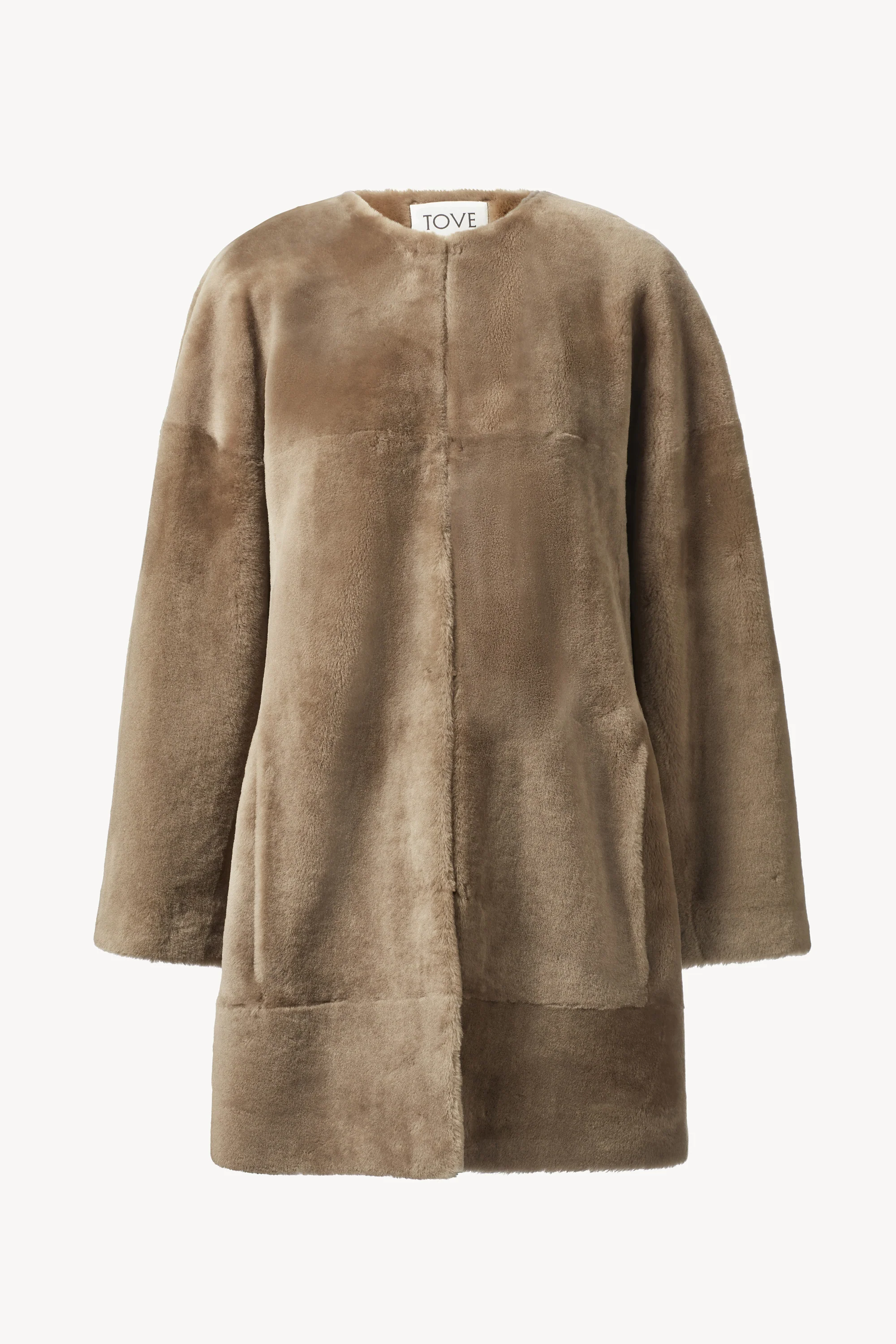 Roisin Shearling Coat Taupe - Image 4