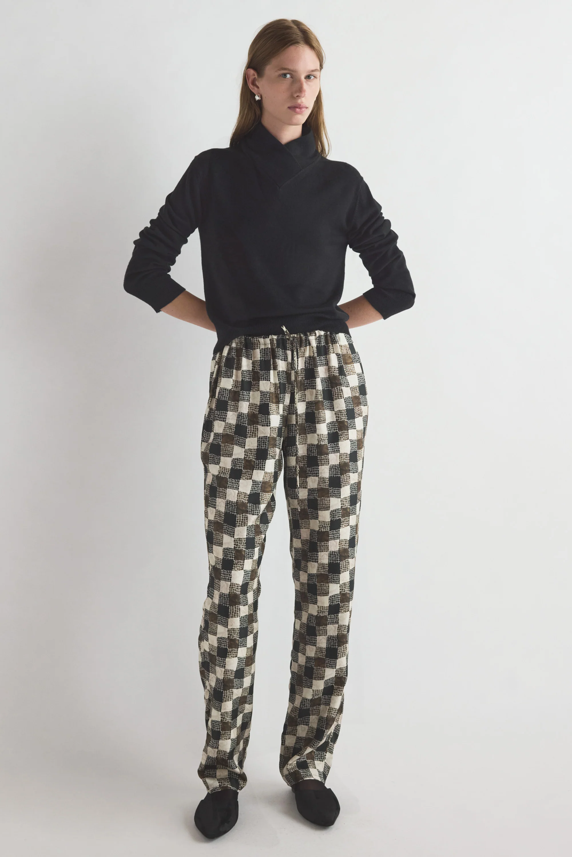 Terri Trouser Textured Check Print
