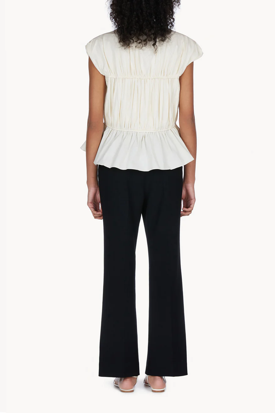 Thea Organic Cotton Gathered Sleeveless Top Cream - Image 3