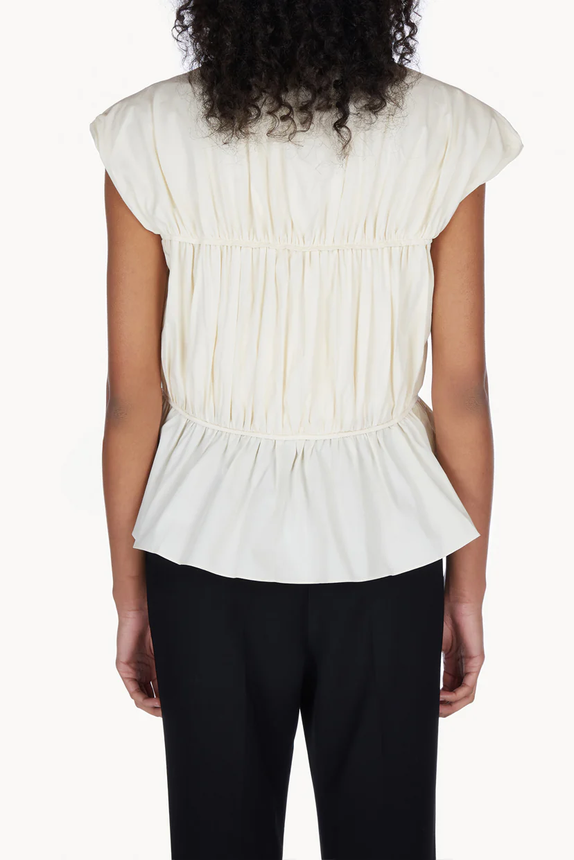 Thea Organic Cotton Gathered Sleeveless Top Cream - Image 6